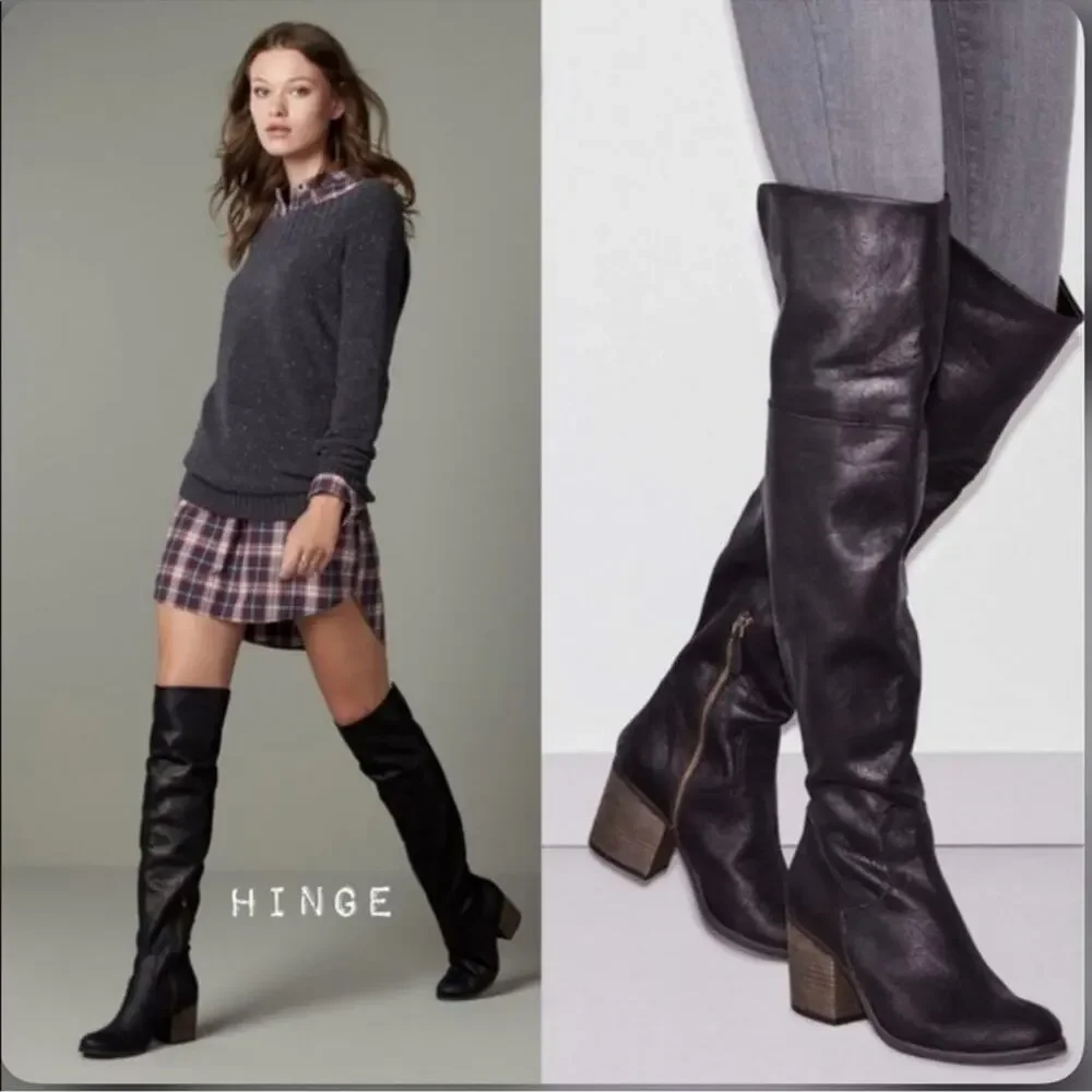 Hinge Women's Black Knee-High Boots